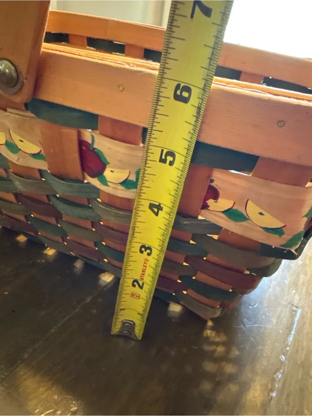 Vintage Apple Country Basket Woven Colored Weaving Cottage Granny Decor
